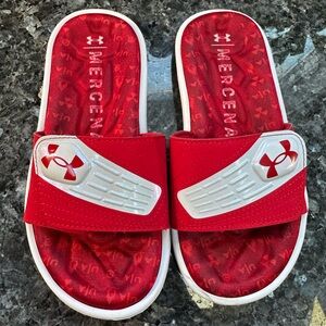 Under Armour Sandals Youth Kids Size 1 Mercenary Slide Red Hook & Loop Comfort